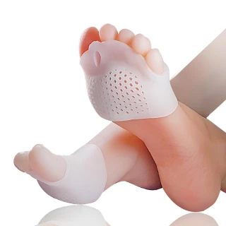 【足的美形】矽膠蜂巢5趾磨腳前掌墊(2雙白膚隨機)