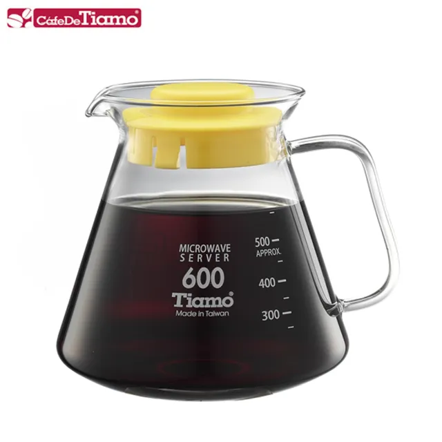 【Tiamo】耐熱玻璃咖啡花茶壺600cc-黃色(HG2297Y)