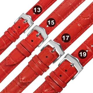 【Watchband】13.15.17.19 mm / 各品牌通用 真皮壓紋錶帶(紅色)