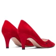【MISWEAR】女-跟鞋-ELODIE 麂皮鉚釘尖頭高跟鞋-紅