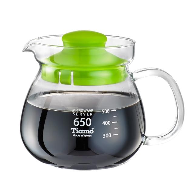 【Tiamo】玻璃壺玻璃把手650cc-綠色(HG2202G)