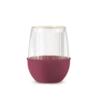【HYDY】雙層玻璃蛋型杯_桑格莉亞-經典直條紋(240ml)