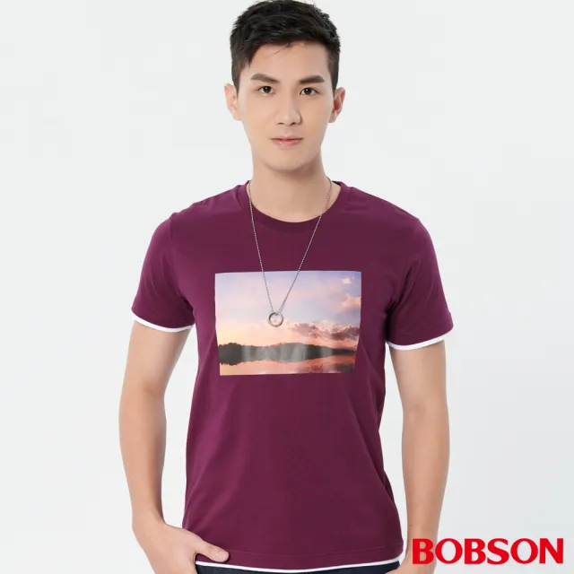 【BOBSON】男款仿兩件印圖上衣(28029-63)