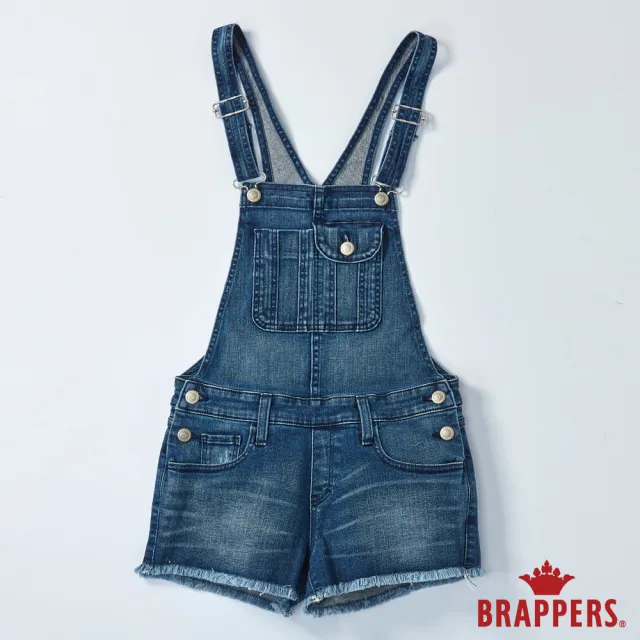 【BRAPPERS】女款 Boy friend系列-藍牛角刺繡彈性吊帶短褲(深藍)