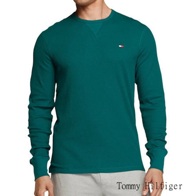 【Tommy Hilfiger】男時尚針織保暖綠色圓領長袖內衣-網(預購)