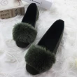 【Taroko】秋冬首選兔毛球絨面方頭平底娃娃鞋(7色可選)