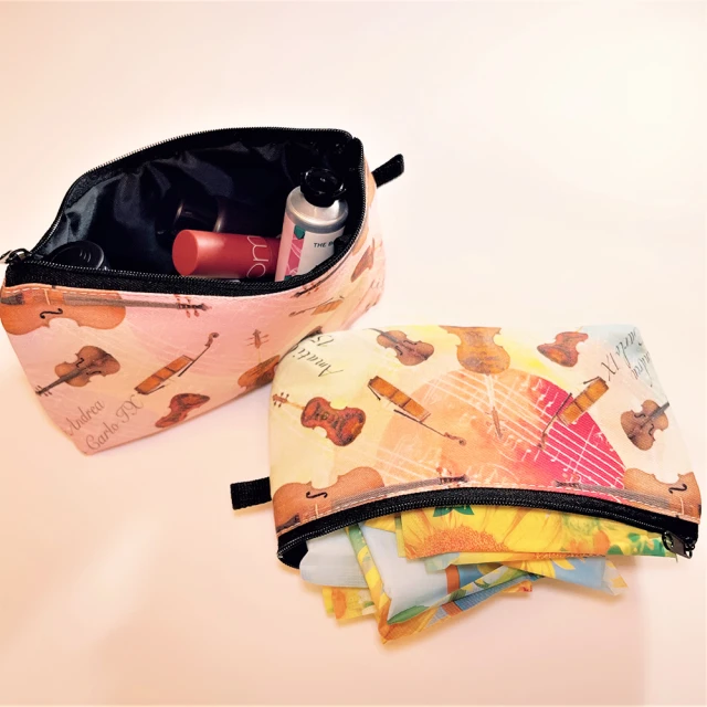 iTa.a 提琴印花化妝包∕筆袋∕貼身收納洗漱包