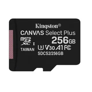 【Kingston 金士頓】256GB 100MB/s microSDXC UHS-I U3 A1 V30  記憶卡(SDCS2/256GB 平輸)