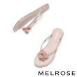【MELROSE】時髦亮麗晶鑽立體花卉夾腳拖鞋(粉)