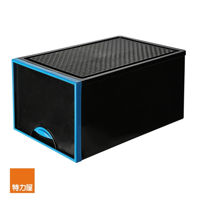 【特力屋】時尚黑抽屜整理箱62*42*32.7cm 藍框 64L VK-729
