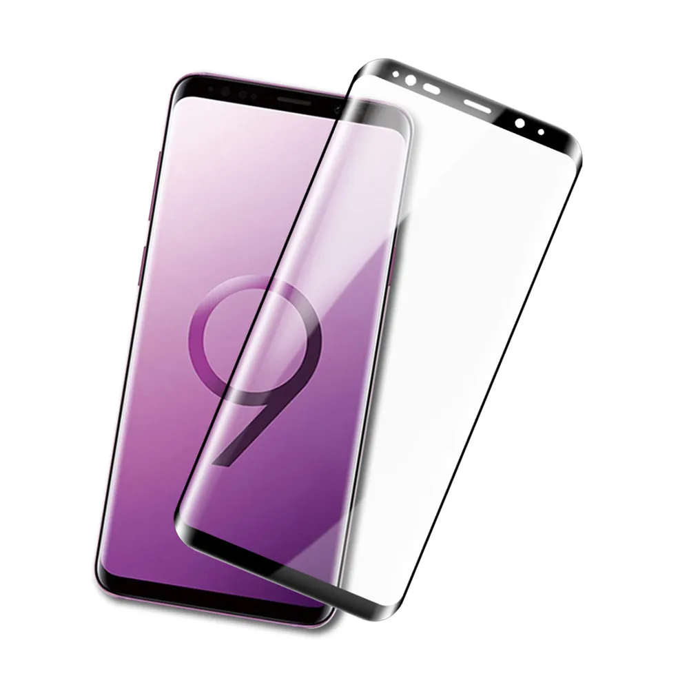 三星 Galaxy S9+ 高清透明曲面黑全膠9H玻璃鋼化膜手機保護貼(S9+ 保護貼 S9+鋼化膜)
