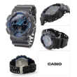 【CASIO 卡西歐】G-SHOCK系列 個性機械感三眼雙顯電子錶(黑/藍 GA-100-1A2)