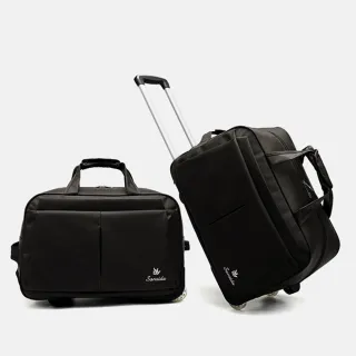 【悅生活】GoTrip微旅行--24吋經典細格登機拉桿行李袋 黑色(拉桿包 行李箱 防潑水 登機箱)