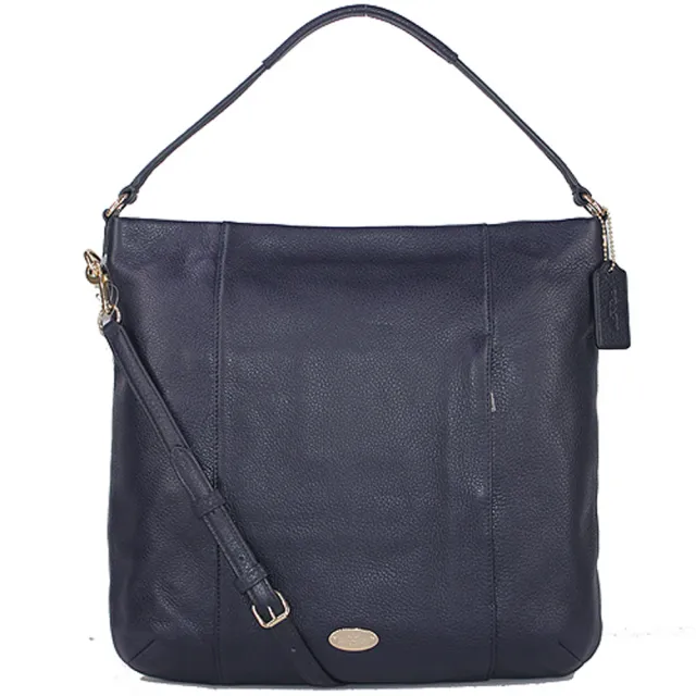 【COACH】GALLERY HOBO 圓標荔枝紋皮革肩背/斜背二用包(兩色)