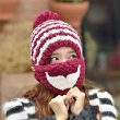【Conalife】潮鬍子3Ways保暖口罩針織毛帽(紅白)
