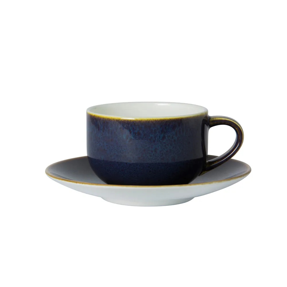 【ROYAL CROWN DERBY皇家皇冠德貝】Art Glaze藝術彩釉系列骨瓷200ML杯盤組-黛紫(精緻骨瓷)