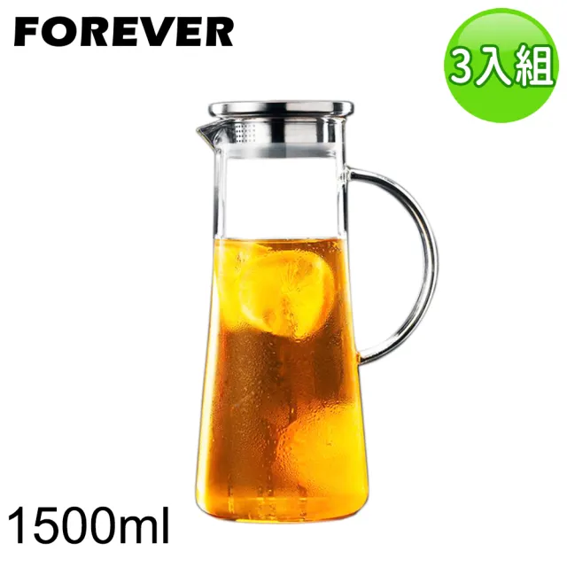 【日本FOREVER】耐熱玻璃把手水壺1500ML(3入組)