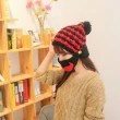 【Conalife】潮鬍子3Ways保暖口罩針織毛帽(黑紅)