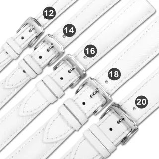 【Watchband】12.14.16.18.20 mm / 各品牌通用 真皮防刮壓紋錶帶 不鏽鋼扣頭(白色)