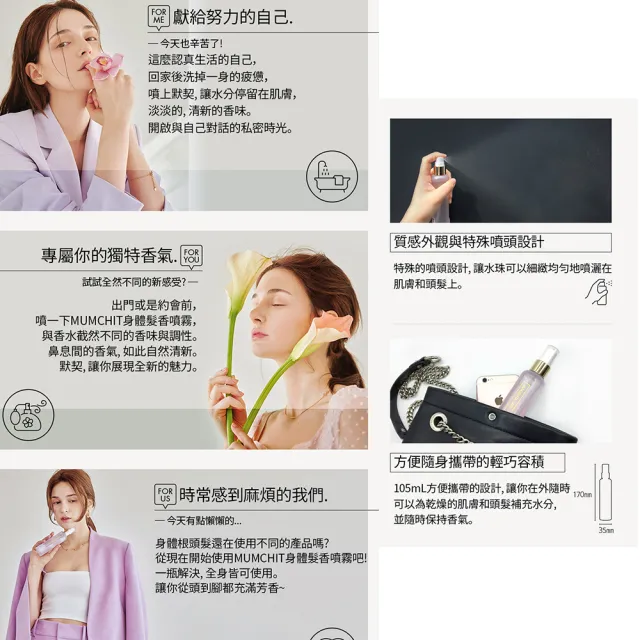 【MUMCHIT 默契】身體髮香噴霧 105ml(保濕/芳香/淡香水)