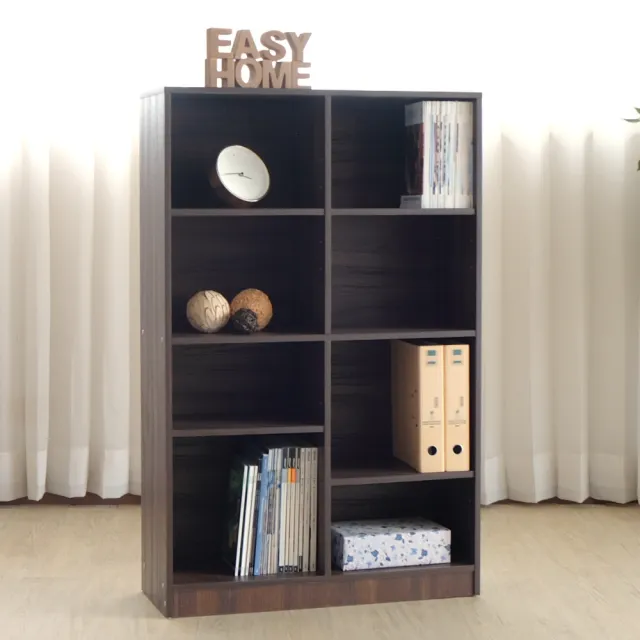 【EASY HOME】E1板材加厚八格開放式收納書櫃-雙色可選(書架 收納櫃 置物櫃 空櫃)