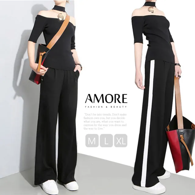 【Amore】韓國超人氣高腰口袋舒適顯瘦寬褲(顯高又顯瘦)