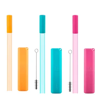 【sillymann】100%鉑金矽膠攜帶型珍珠吸管套裝(3色)