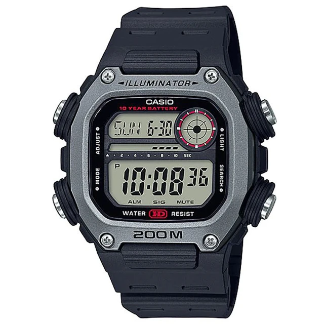 【CASIO 卡西歐】X潮流粗獷方形膠帶電子錶-淺灰錶框x黑色錶盤(DW-291H-1A)