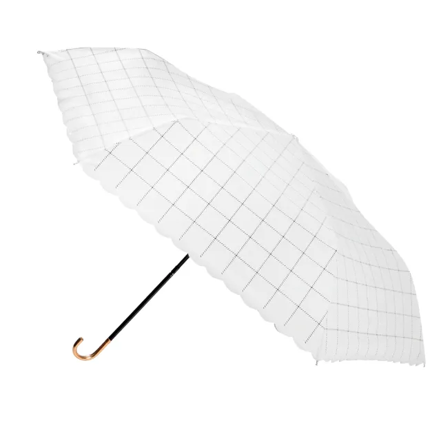 【2mm】色膠抗UV 格紋滾邊輕量彎把手開傘 買一送一(雨傘/迷你輕量傘/陽傘/折疊傘/晴雨傘/口袋傘)