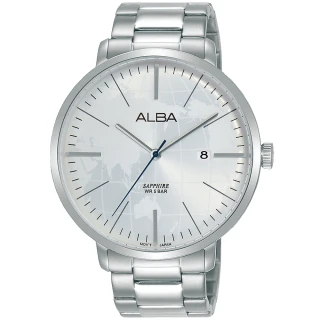 【ALBA】雅柏 世界地圖潮流手錶-43mm/白 情人節禮物(VJ42-X296S/AS9K59X1)