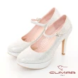 【CUMAR】優雅化身 水鑽復古法式瑪莉珍高跟鞋(銀色)