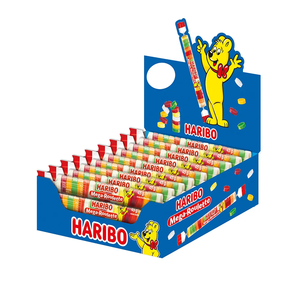 【HARIBO 哈瑞寶】鈕扣Q軟糖45g*24條(水果/爆酸水果任選)