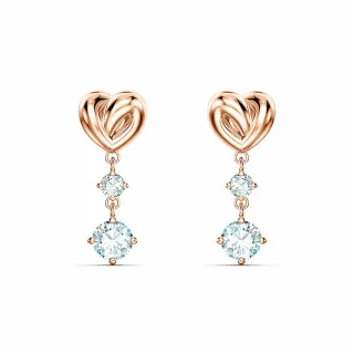 【SWAROVSKI 官方直營】Lifelong Heart 玫金色戀之結穿孔耳環(耳飾 耳釘 耳針 耳墜 七夕 生日 情人節 禮物)