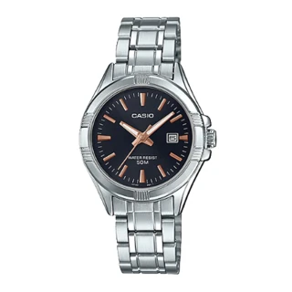 【CASIO 卡西歐】簡約指針女錶 不鏽鋼錶帶 黑 防水50米(LTP-1308D-1A2)