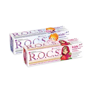 【R.O.C.S.】含氟 4-7歲兒童牙膏 泡泡糖/桑葚草莓 35ml/45g