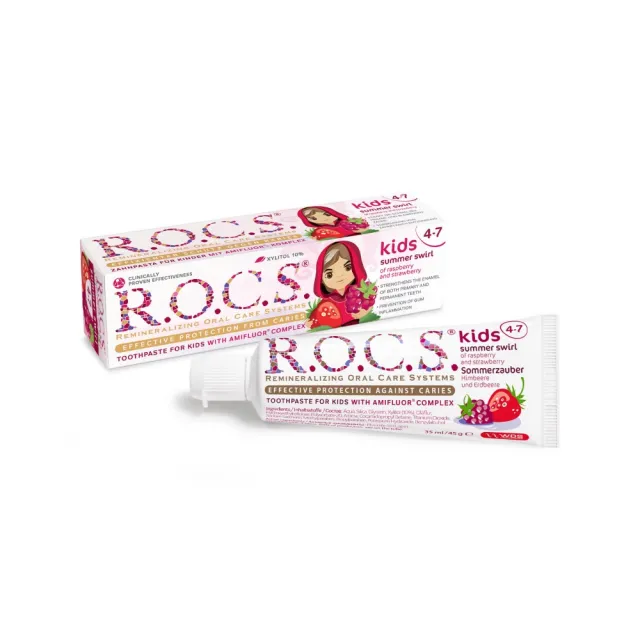 【R.O.C.S.】含氟 4-7歲兒童牙膏 泡泡糖/桑葚草莓 35ml/45g