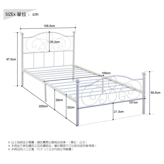 【RICHOME】夢麗北歐風3.5尺單人床/鐵床/床架(經典設計)