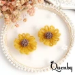【Quenby】925純銀 黃雛菊毛球誇張貼貼耳環/耳針(耳環/配件/交換禮物)