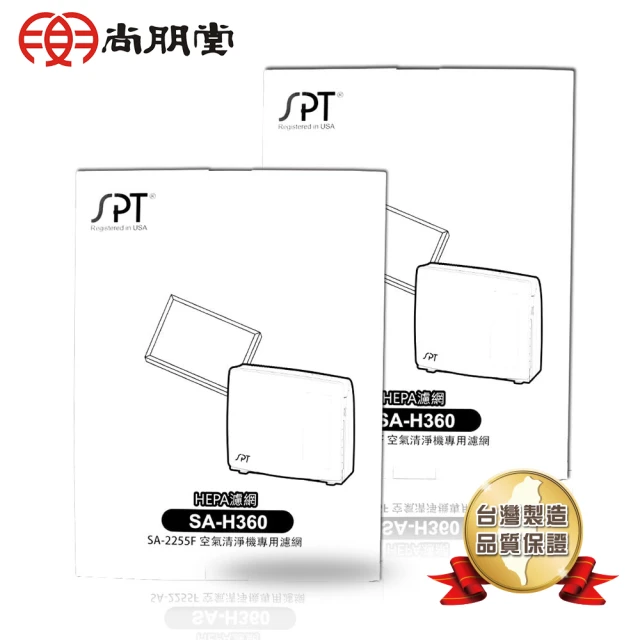 尚朋堂 空氣清淨機SA-2258DC/SA-2203C-H2/SA-2255F專用HEPA濾網SA-H360(2盒)