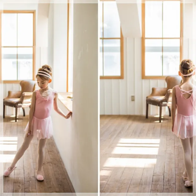 【橘魔法】胸前水鑽粉色軟紗裙芭蕾舞衣 有開檔暗扣設計 (女童 大童 小童 童裝 芭蕾舞 舞蹈裙 表演服裝)