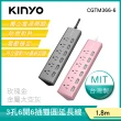 【KINYO】6開6插三角延長線6呎-質感金屬系列(CGTM366-6)