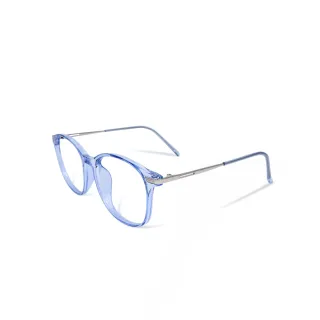 【ALEGANT】日系基本款輕量造型湖水藍TR90輕量方框金屬鏡腳UV400濾藍光眼鏡(簡約潮流顯小臉棕色平光眼鏡)