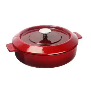 【Woll】德國歐爾-IRON 28cm淺型鑄鐵鍋(紅)