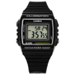 【CASIO 卡西歐】計時碼錶 LED照明 鬧鈴 電子數位 橡膠手錶 黑色 38mm(W-215H-1A)