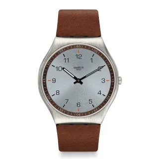 【SWATCH】超薄金屬系列手錶SKIN SUIT BROWN 瑞士錶 錶(42mm)