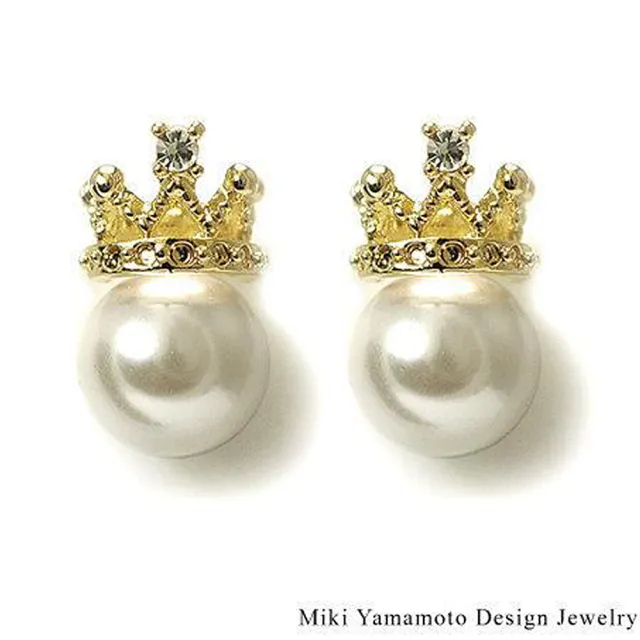 【山本美樹】王室 水晶鑽珍珠針式耳環(MIT)
