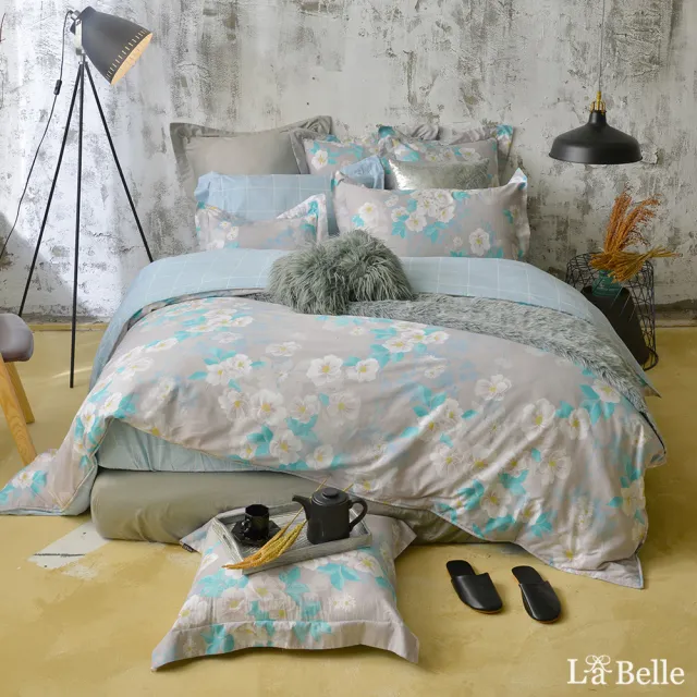 【La Belle】雙人純棉防蹣抗菌吸濕排汗兩用被床包組 多款任選