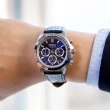 【SEIKO 精工】貴族風範三眼計時皮革腕錶/藍x銀框(SBTR019_JP)