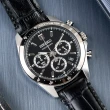 【SEIKO 精工】貴族風範三眼計時皮革腕錶/黑x銀框(SBTR021_JP)