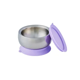 【little.b】316雙層不鏽鋼學習吸盤碗-夢幻紫(碗緣凹槽設計)